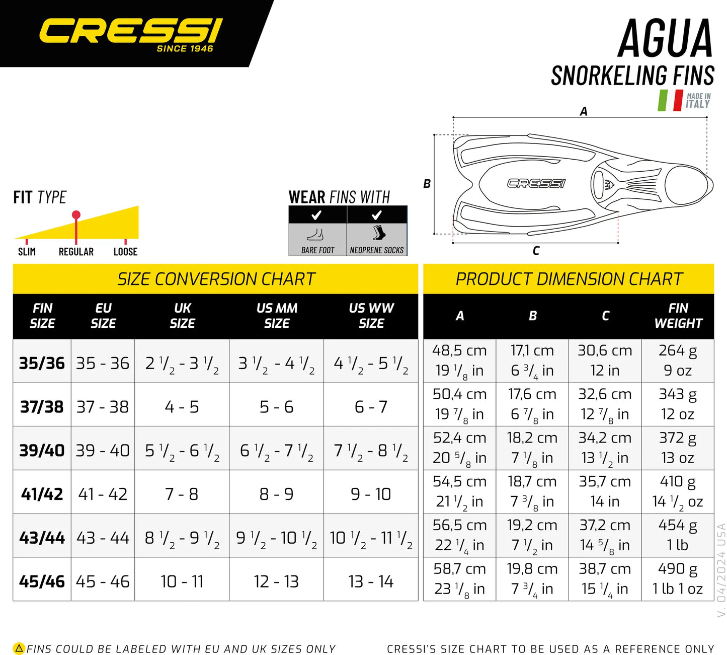 ASIAKASPALAUTUS - Räpylät Cressi Agua (39-40)