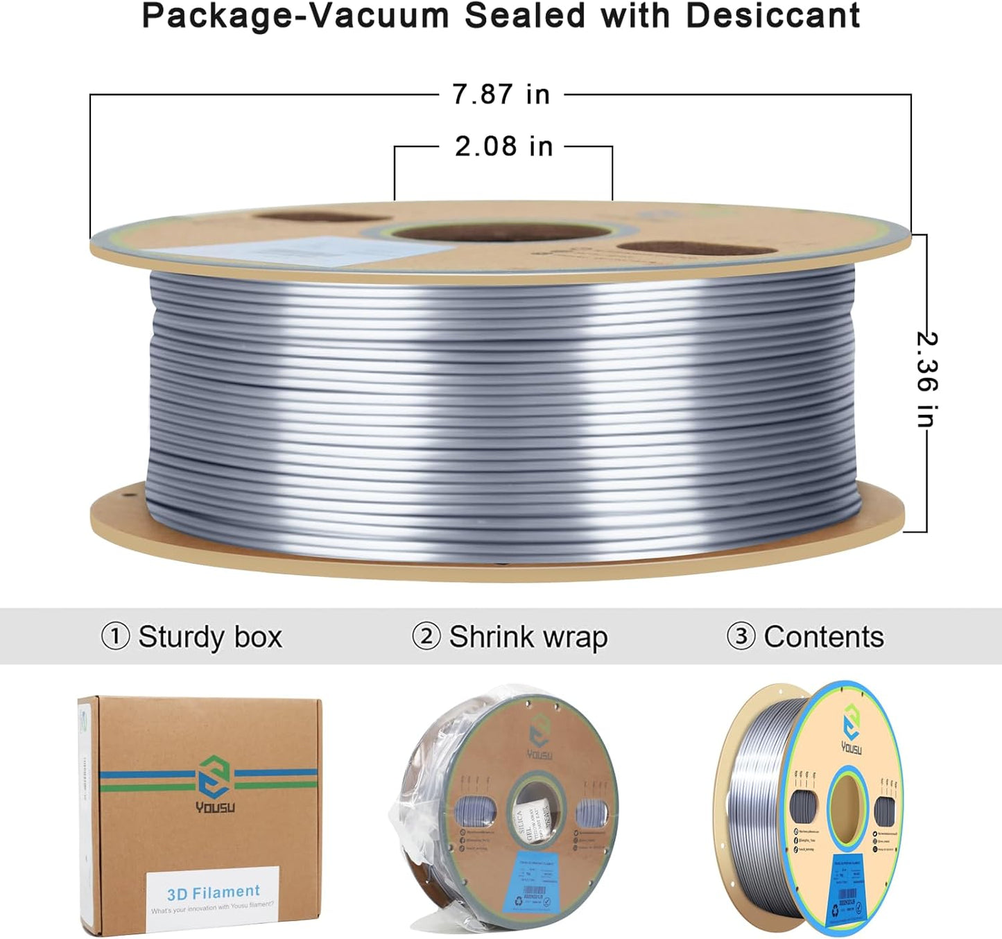 ASIAKASPALAUTUS - PLA 3D-filamentti Silk Silver 1 kg