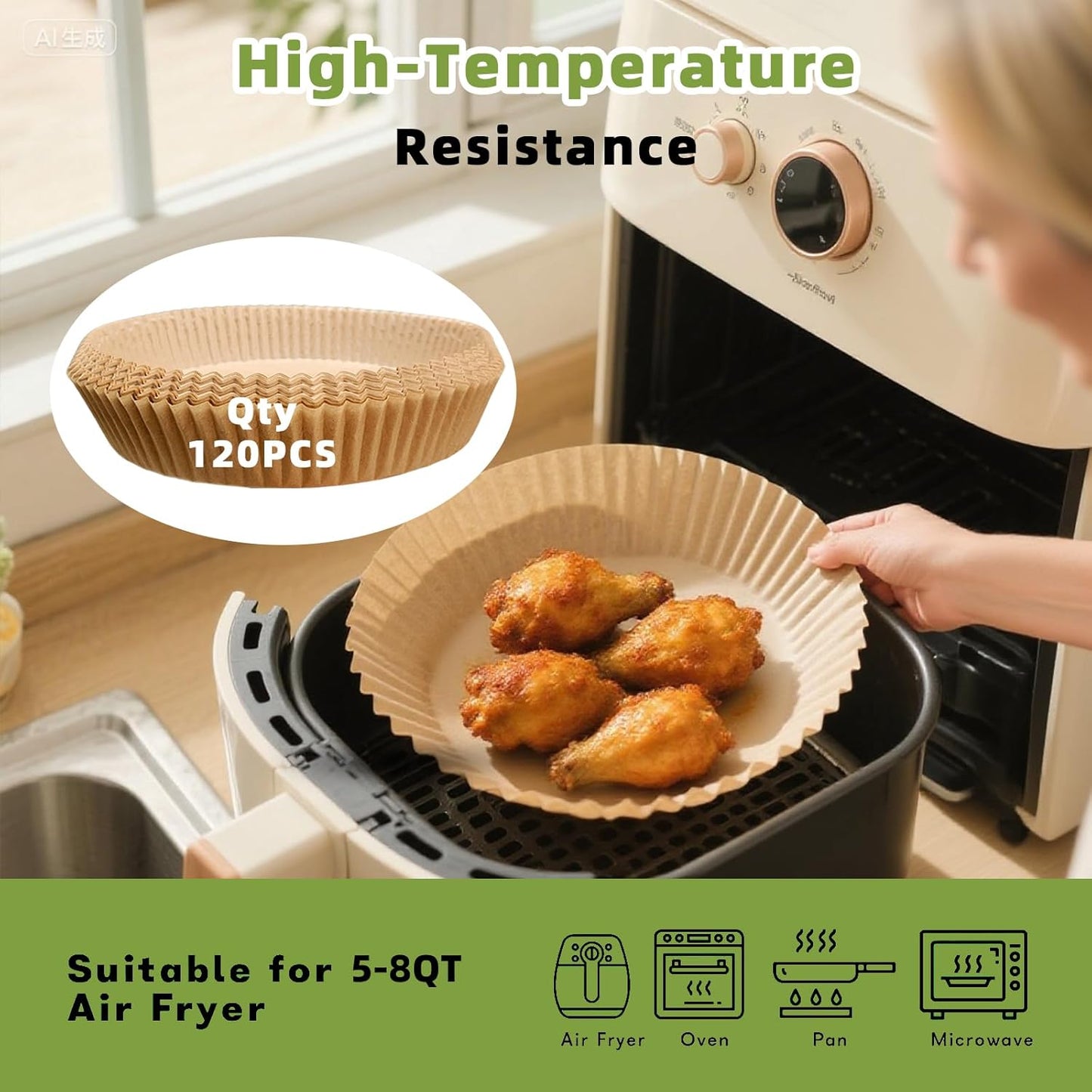 ASIAKASPALAUTUS - Paperivuoka air fryeriin 20 cm (220 kpl)