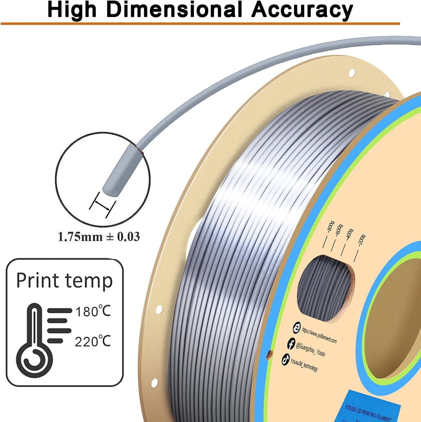 ASIAKASPALAUTUS - PLA 3D-filamentti Silk Silver 1 kg