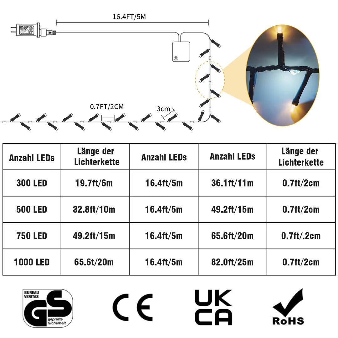 ASIAKASPALAUTUS - LED-valosarja 10 m 500 led